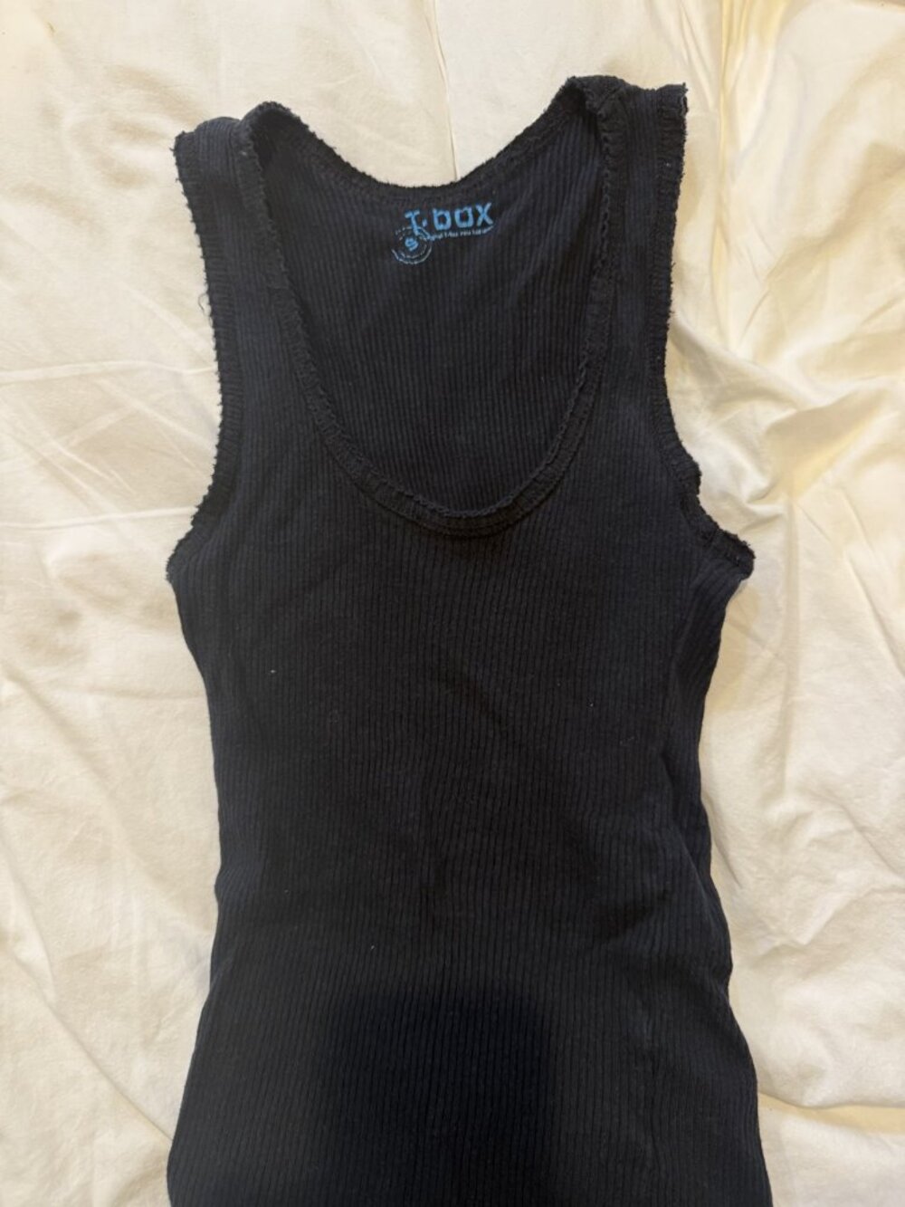 T-Box Black Ribbed Scoop Neck Tank Top